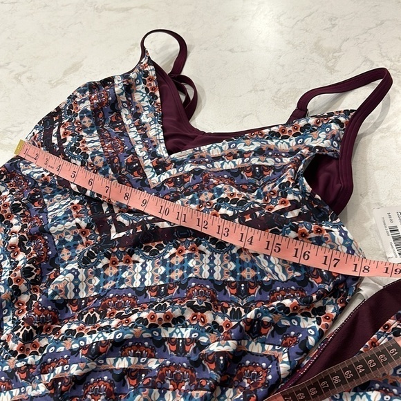 Athleta 36D/DD Marrakesh Side Scrunch Tankini Top + XL Bikini Wild Bloom NWT - Picture 11 of 16